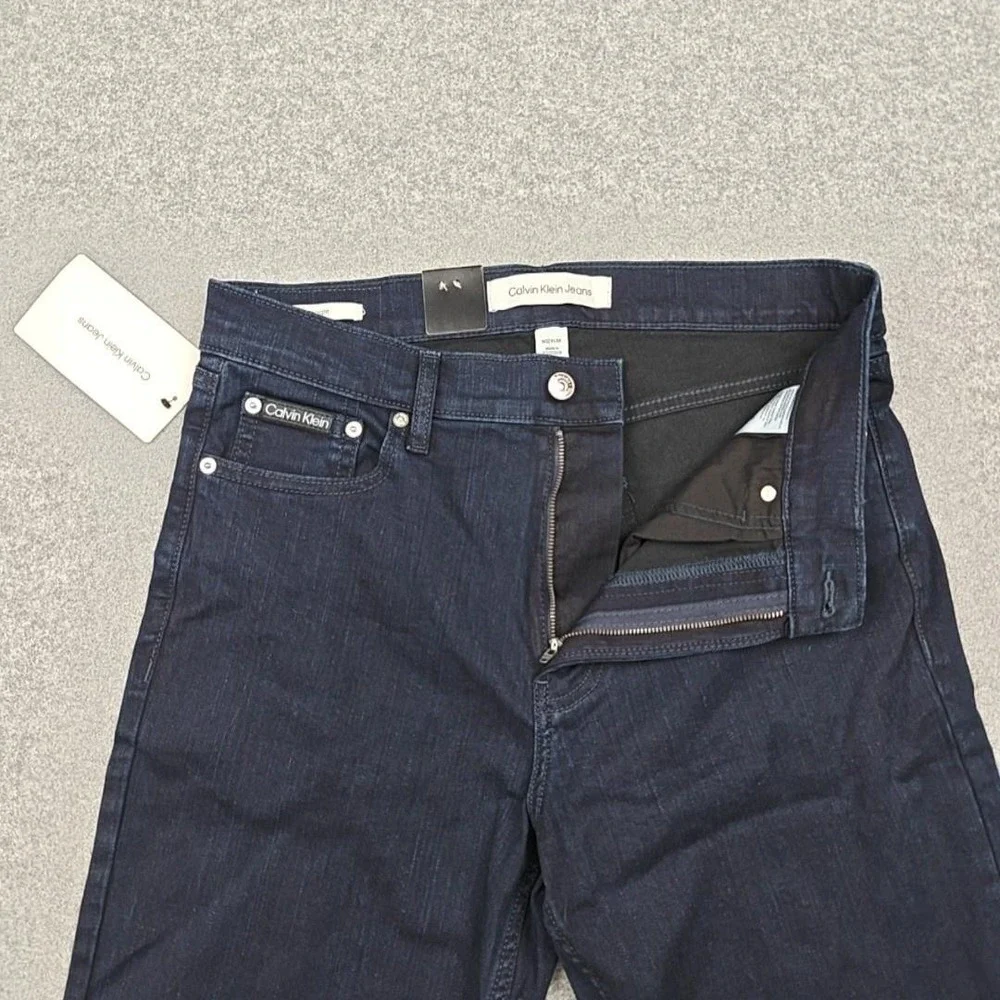 Calvin Klein Jeans Mens‎ 32x34 Blue Dark Wash Straight Leg Stretch Denim Pants